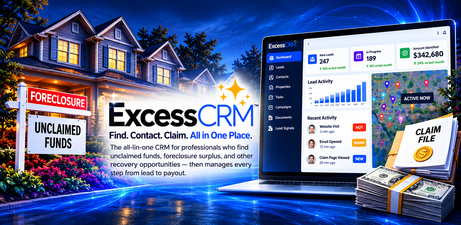 ExcessCRM — Find. Contact. Claim. All in One Place.